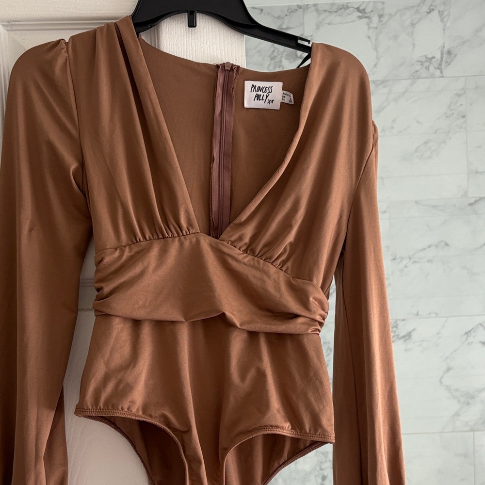Princess Polly Tan V-Neck Bodysuit